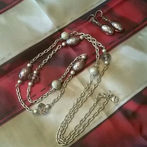 Gold and Champagne Necklace and Earrings Set